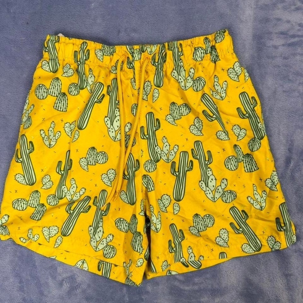 George‎ Yellow cactus print swim shorts men Size M